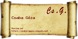 Csaba Géza névjegykártya